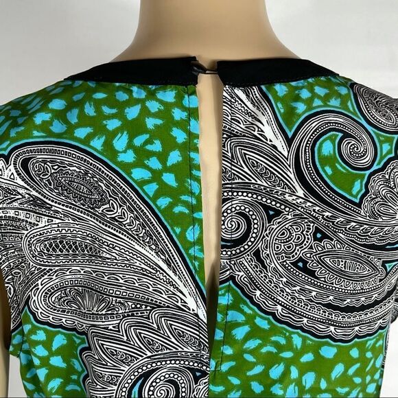 Glam Green, Blue, and Black Patterned Dress - Picture 10 of 12